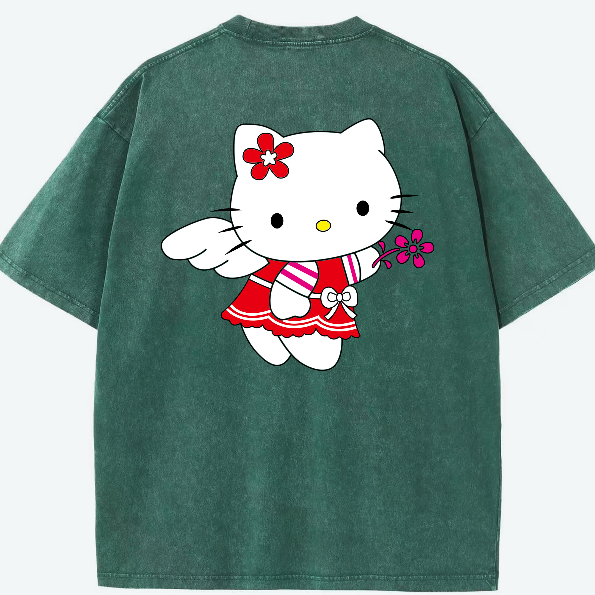 （画像用） Hello Kitty ハローキティ 綿100% ヴィンテージ風 半袖Tシャツ（背面プリント）